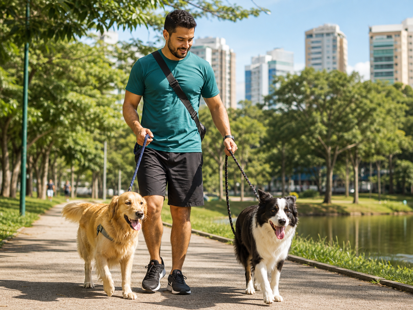 Passeador caminhando com pets